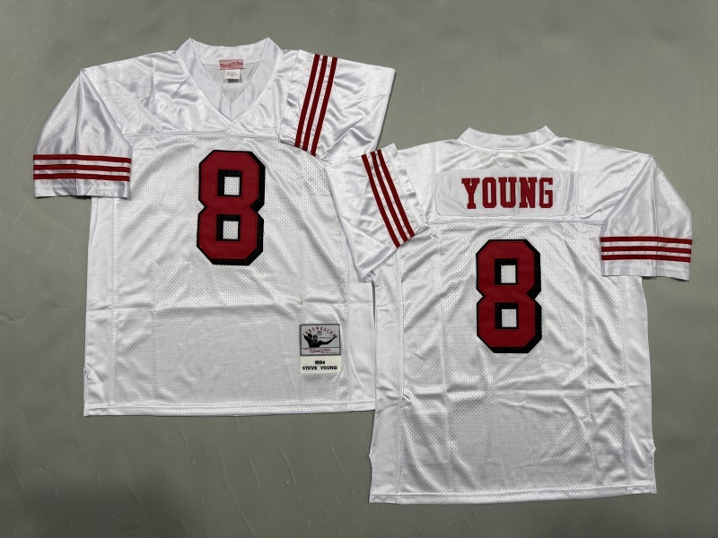 Men 2025 San Francisco 49ers #8 Young white Throwback Limited NFL Jersey style 002